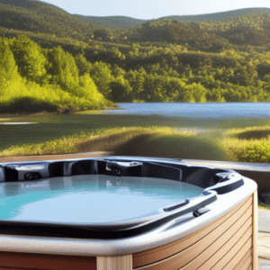 Hot tub scene on a sunny day